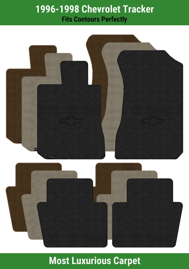 Lloyd Luxe Front & Rear Mats for '96-98 Tracker W/Black Outline Chevy Bowtie