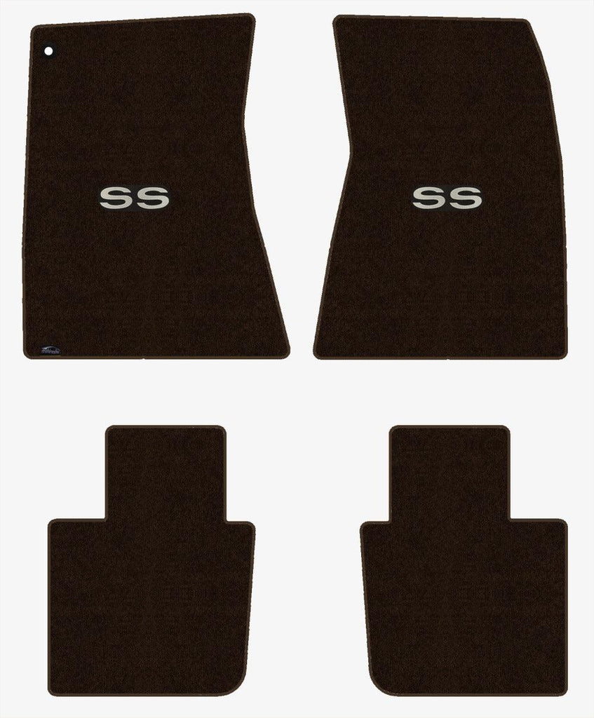Lloyd Velourtex Front & Rear Mats for '68-69 Chevy Malibu W/Silver on Black SS