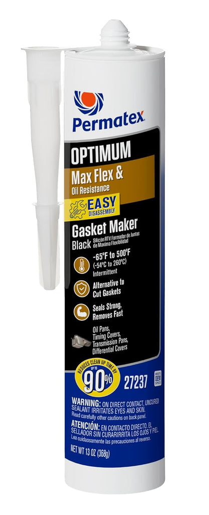 Permatex 82180 Ultra Black Maximum Oil Resistance RTV Silicone Gasket Maker, Sensor Safe And Non-Corrosive, For High Flex And Oil Resistant Applications 3 oz