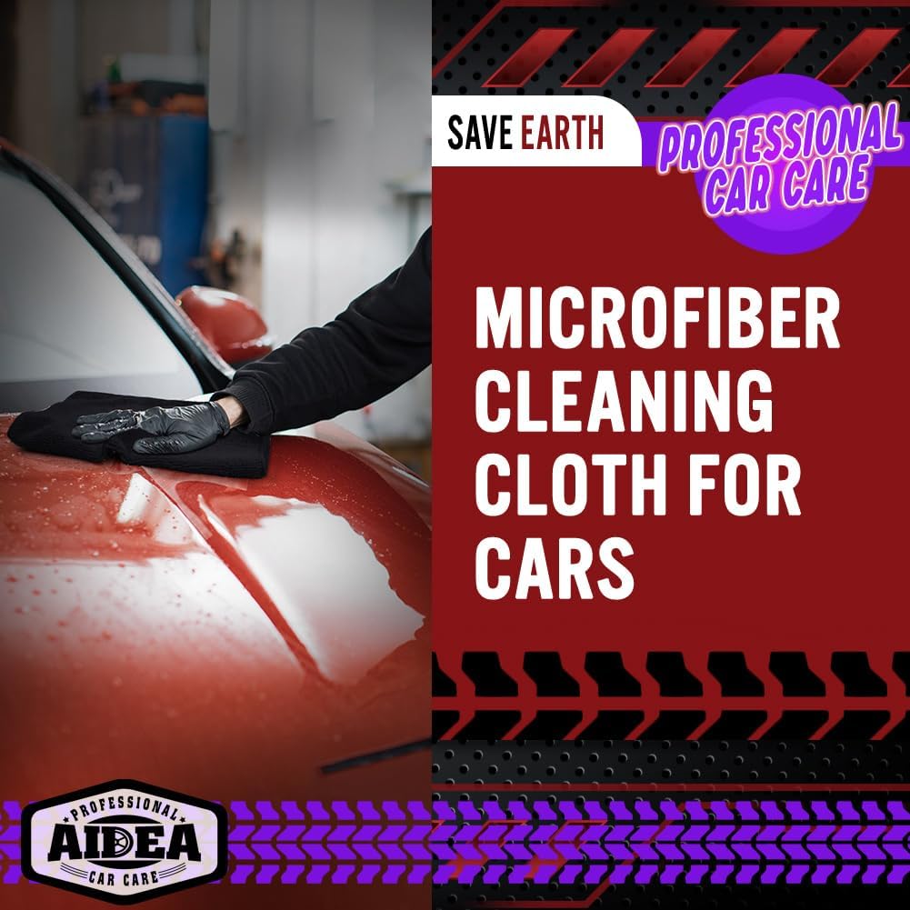 AIDEA Microfiber Cleaning Cloth, 50PK, Microfiber Towels for Cars, Premium All Purpose Car Cloths, Dusting Cloth Cleaning Rags, Absorbent Towels for SUVs, House, Kitchen, Window, 12"×12"