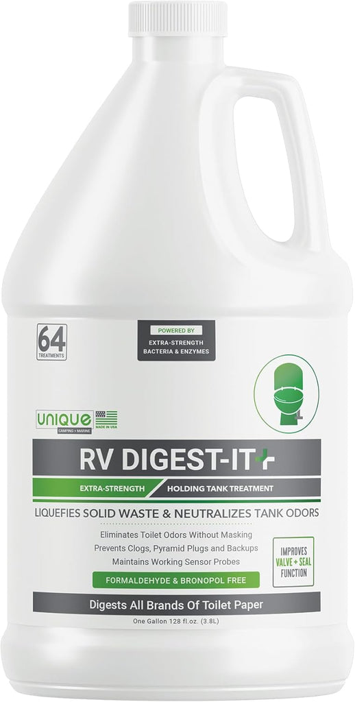 Unique RV Digest-It+ Extra-Strength Ultra-Concentrate - 32 RV Toilet Treatments - Eliminates Smells and Liquifies Waste (32 oz)