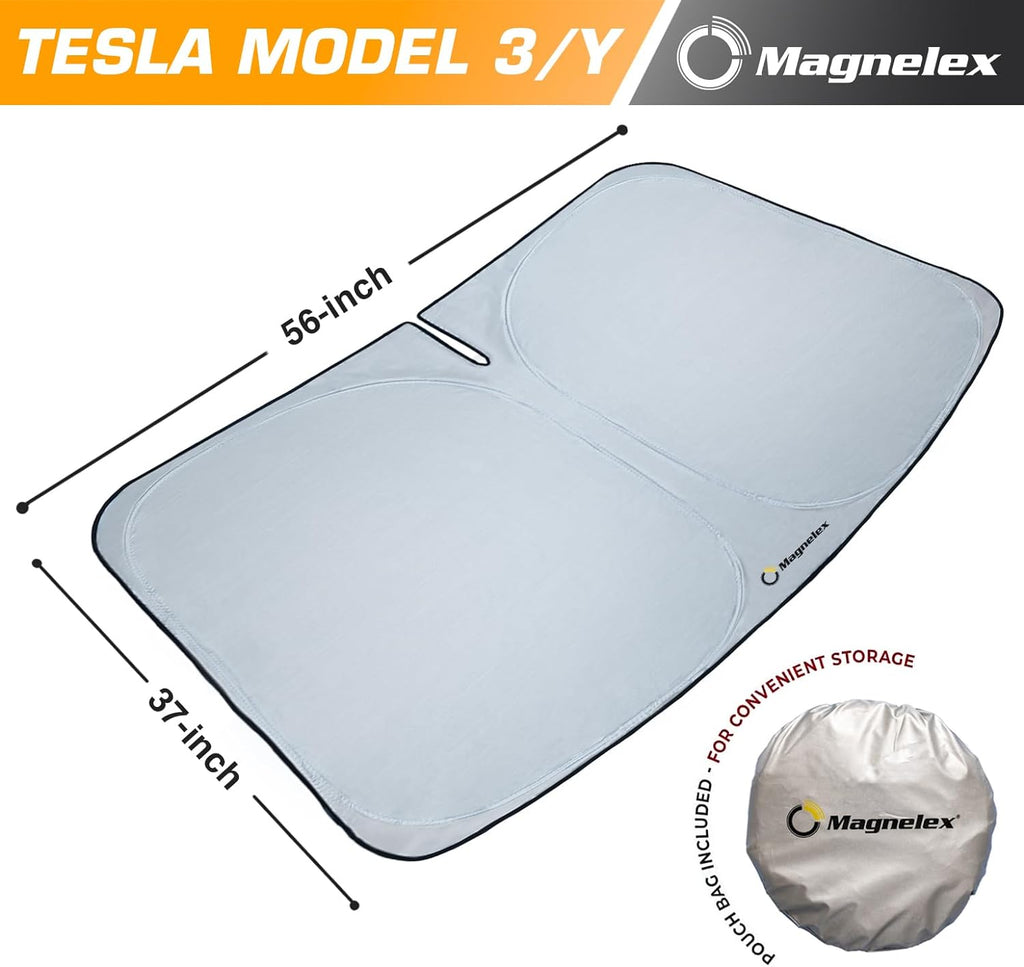 Magnelex Car Windshield Sunshade | Innovative No-Light-Pass Technology for Maximum Protection | Foldable Sun Shade Keeps Your Vehicle Cool | Fit for Cars, Trucks, and SUVs | Large (63 x 33.8 in)