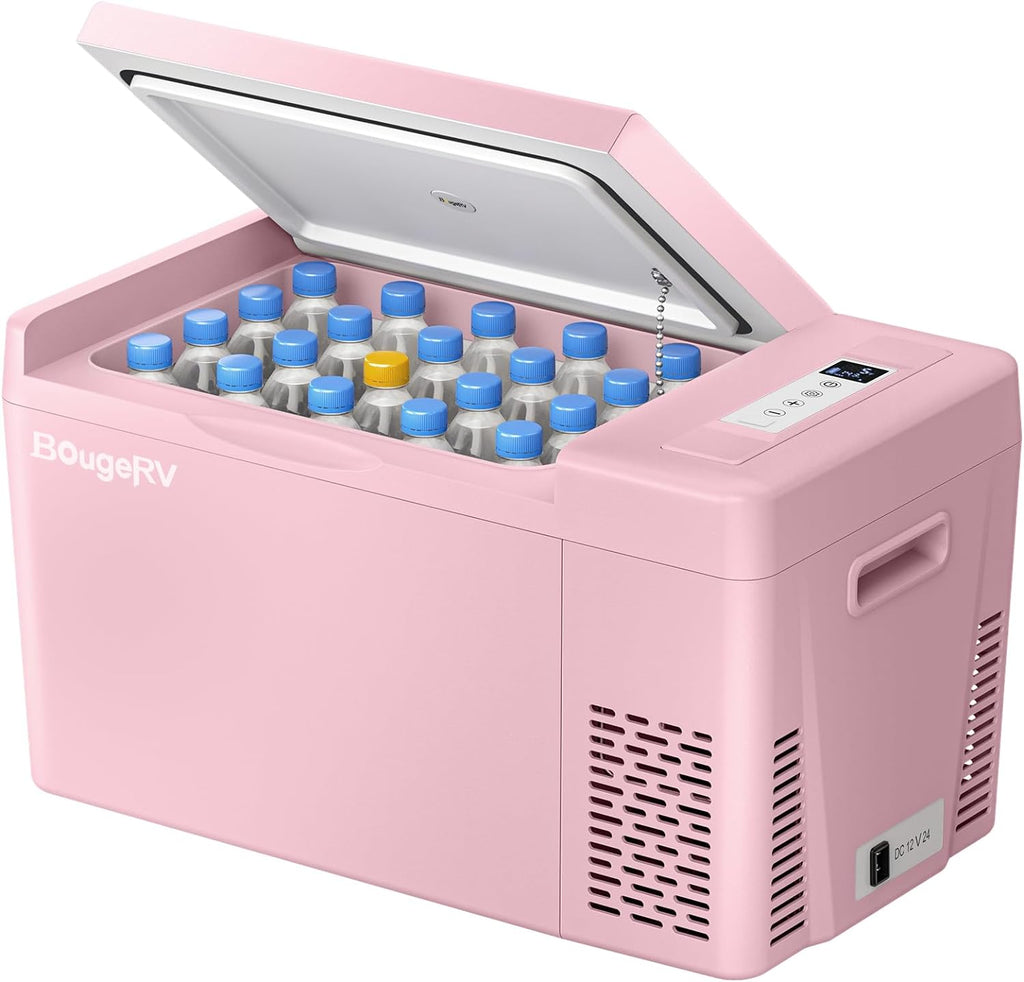 BougeRV 12 Volt Refrigerator 12V Car Fridge 23 Quart Portable Freezer Compressor Cooler 12/24V DC 110~240 Volt AC for Truck Van RV Camper SUV Travel Camping Road Trips Tailgating -8℉~50℉