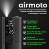 Airmoto Tire Inflator Portable Air Compressor - Air Pump For Car Tires with Digital Pressure Gauge, LED Light and Auto Shut-Off Function - Cordless Pump for Car, Motorcycle, Bicycle, Balls and More