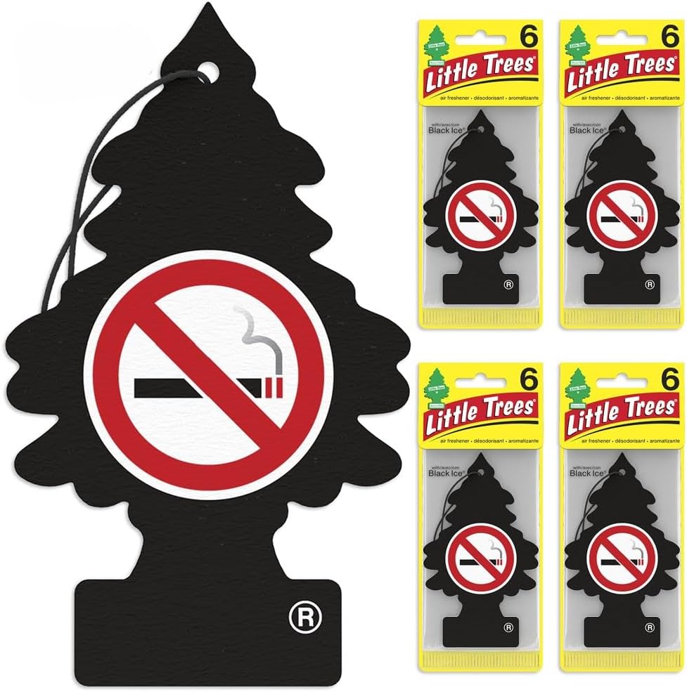 LITTLE TREES Air Fresheners Car Air Freshener. Hanging Tree Provides Long Lasting Scent for Auto or Home. Black Ice, 24 Air Fresheners