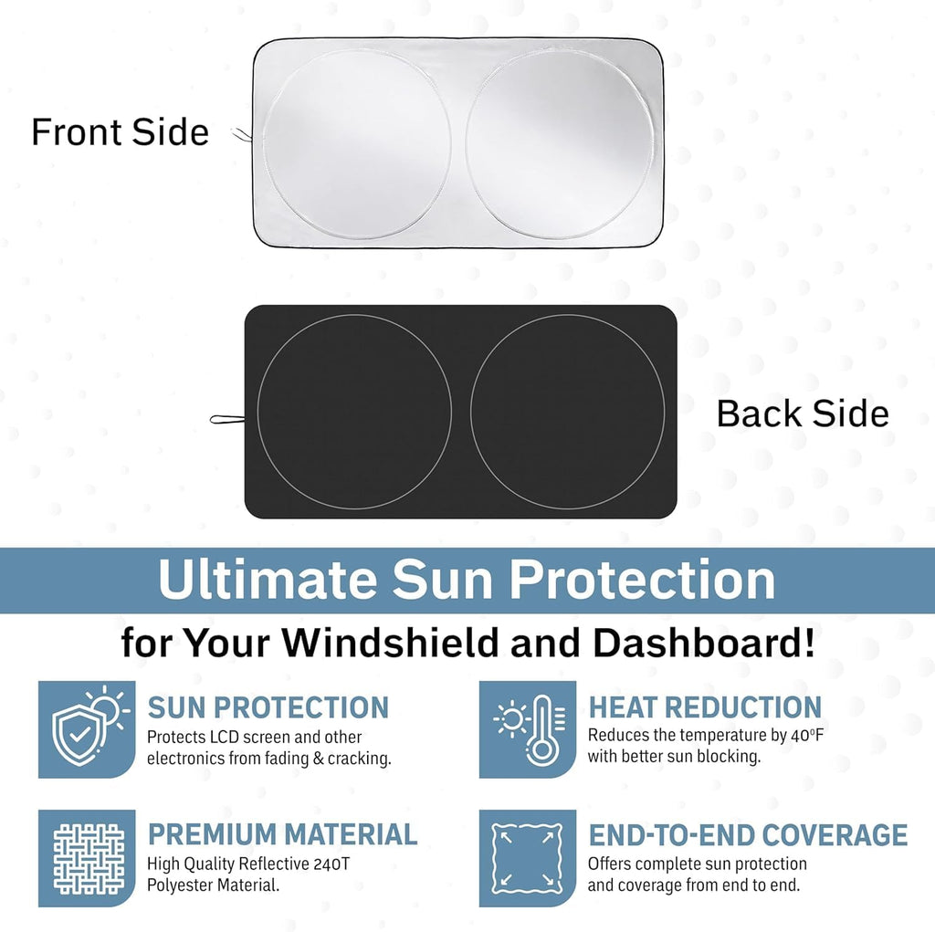Jeep Windshield Sunshade | Protects Sun Visor from UV and Heat Protection | Fits for Wrangler, Gladiator, and Rubicon Models | Keeps Your Car Cool and Comfort | X-Small (60" x 21")