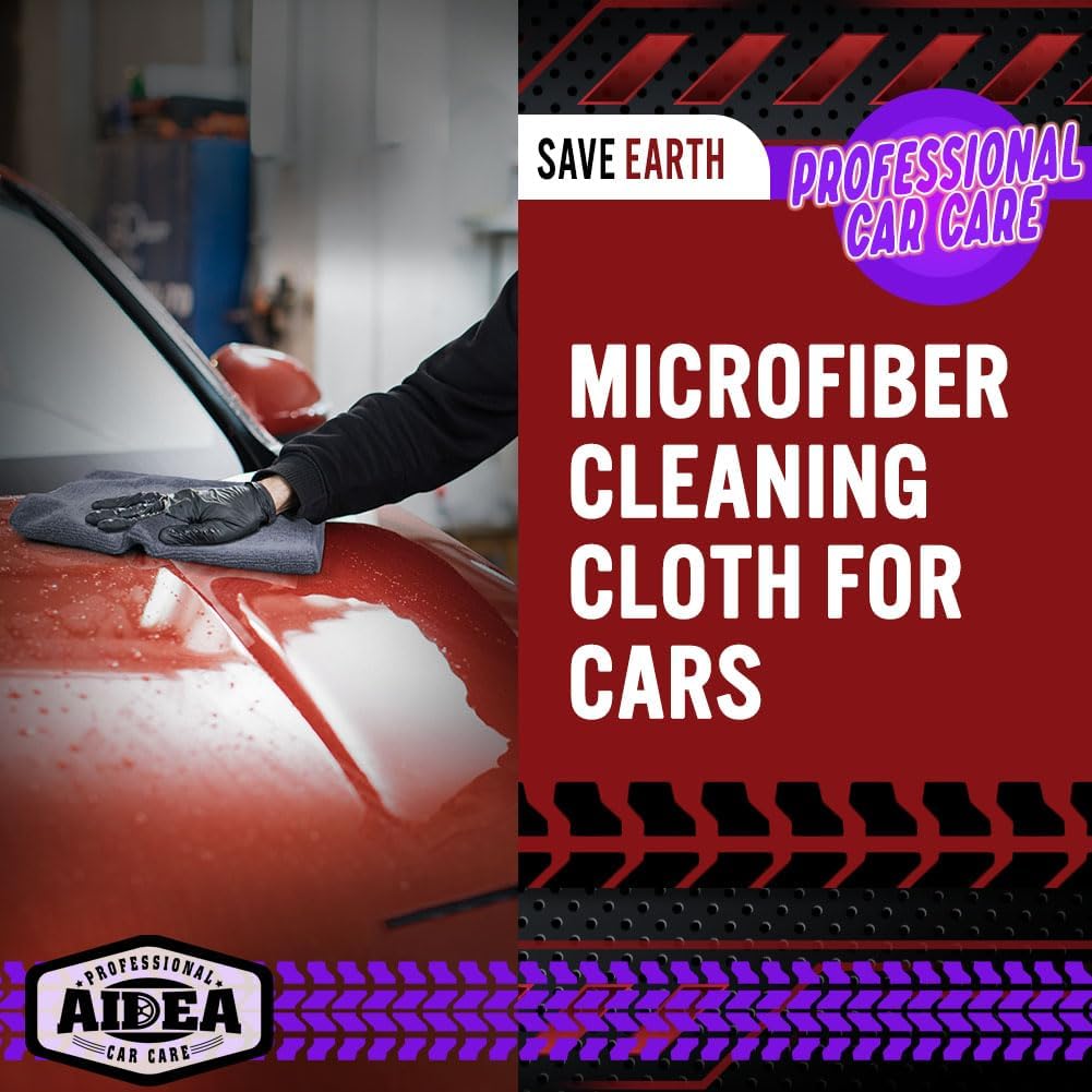 AIDEA Microfiber Cleaning Cloth, 50PK, Microfiber Towels for Cars, Premium All Purpose Car Cloths, Dusting Cloth Cleaning Rags, Absorbent Towels for SUVs, House, Kitchen, Window, 12"×12"