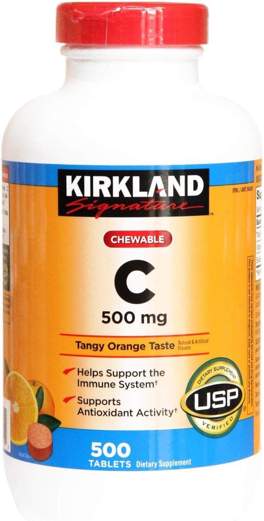 Kirkland Vitamin C (500 mg), 500-Count, Tangy Orange, Chewable Tablets