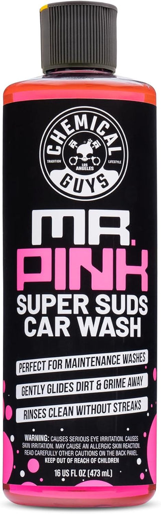Chemical Guys Mr. Pink Foaming Car Wash Soap, High-Suds pH-Balanced Car Shampoo, Safe for Wax & Sealants, Works with Foam Cannons & Bucket Wash, Safe on All Paint Finishes, 16 oz, Candy Scent