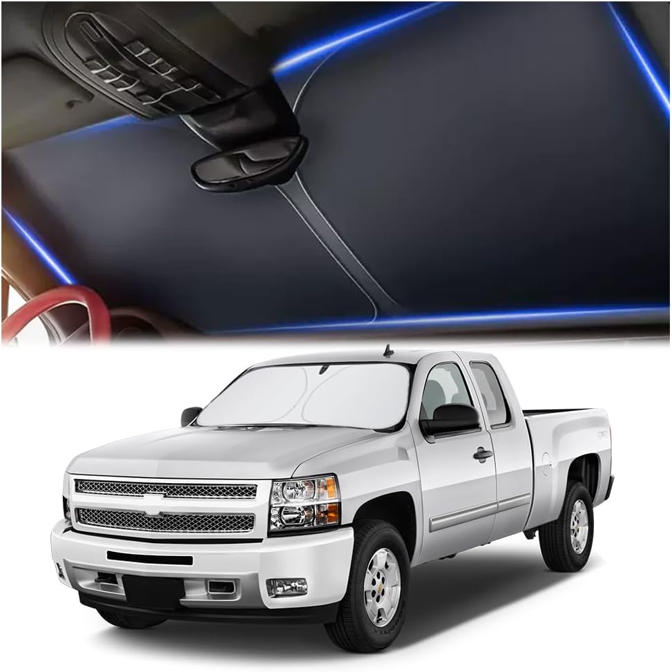 240T Thickened Automotive Glass Sunshade and Comes with Storage Bag,Keep Car Interior Cool,Universal Windshield Sun Shade Fit for Cars,Trucks,SUVs (L(57.08 * 31.5 inch))