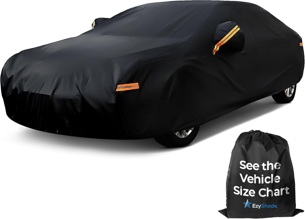 EzyShade 10-Layer Car Cover Waterproof All Weather - See Vehicle Size-Chart - Car Covers for Automobiles & Car Snow Cover - Full Exterior Covers - Winter Rain Sun SUV Sedan. Size A4 (See SizeChart)