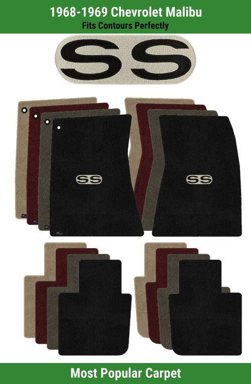 Lloyd Ultimat Front & Rear Mats for '68-69 Chevy Malibu W/Black on Silver SS