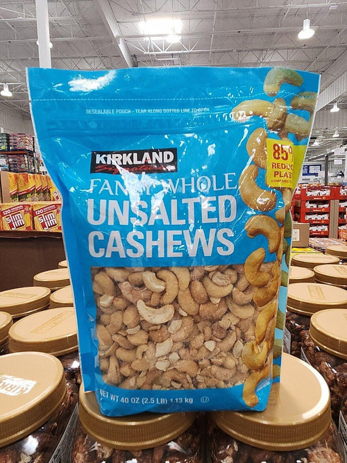 Kirkland Signature Fancy Whole Unsalted Cashews Premium Nuts 2.5 Lb Pantry Bag