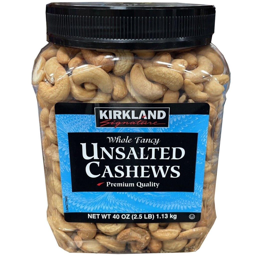 2 Packs Kirkland Unsalted Whole Fancy Cashews 2.5 Lbs Jar