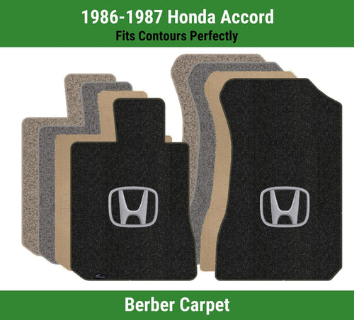 Lloyd Berber Front Carpet Mats for '86-87 Honda Accord W/Silver on Black Honda H