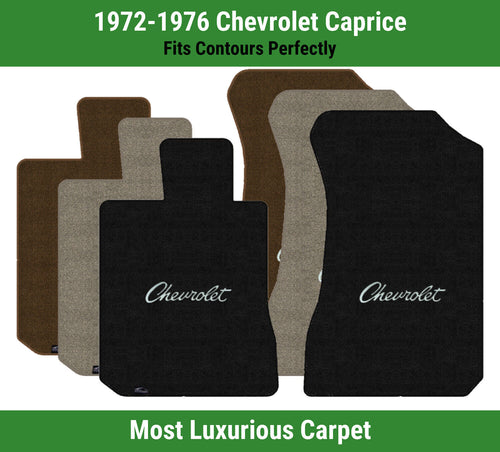 Lloyd Luxe Front Carpet Mats for '72-76 Chevy Caprice W/Red Chevy Letters Logo