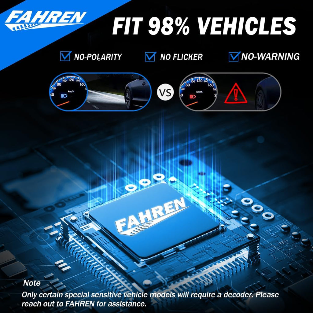 FAHREN H1 Fog Bulbs, 28000LM Brightness 1:1 Mini Size No Adapter Needed Plug & Play, 6500k White with 16 CSP Chips, Canbus Ready Non-Polarity H1 Light Bulb with Turbo Fan, IP68 Waterproof Pack of 2