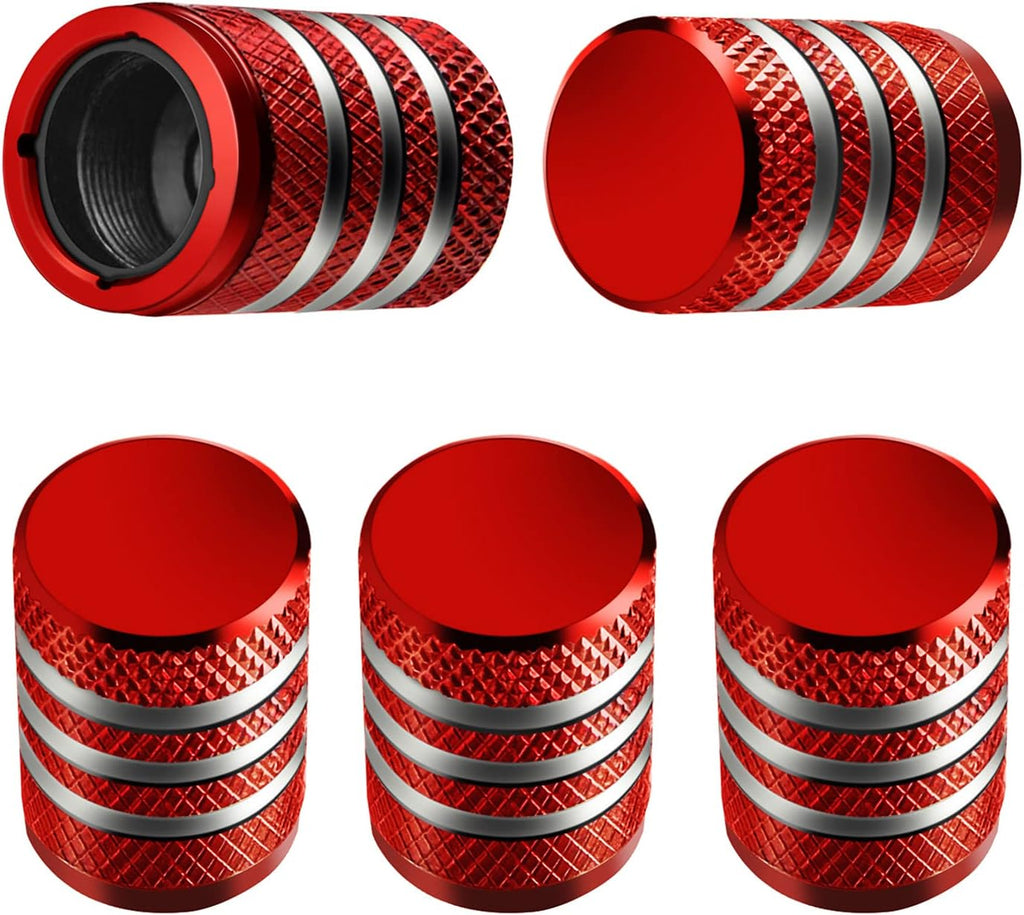 Tire Valve Stem Cap Cover - (5 Pack) Tire Air Cap Metal with Plastic Liner Corrosion Resistant Leak-Proof American Flag for Car Truck Motorcycle Bike Black
