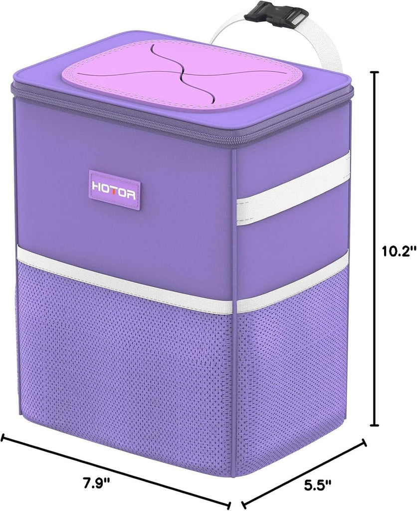 HOTOR Car Trash Can with Lid and Storage Pockets - 100% Leak-Proof Organizer, Waterproof Garbage Can, Multipurpose Trash Bin for Car, 2 Gallons, Black