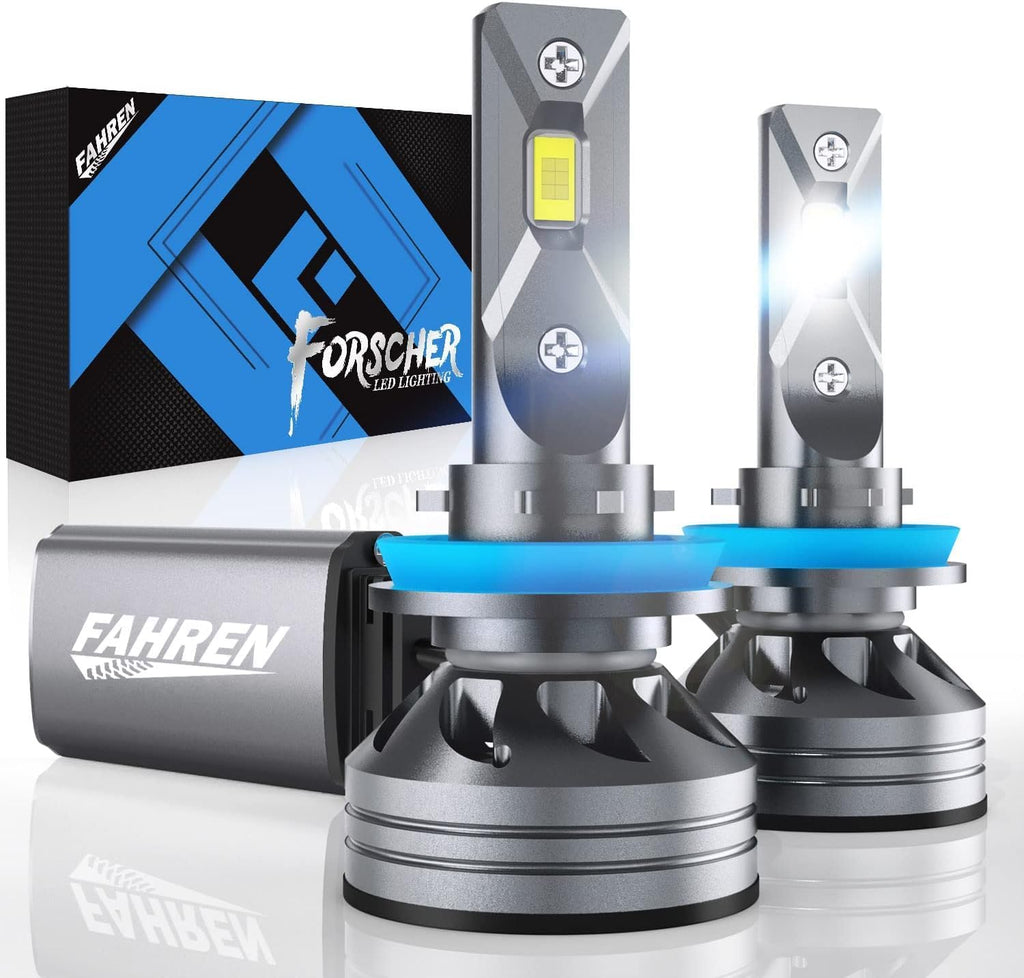 FAHREN H1 Fog Bulbs, 28000LM Brightness 1:1 Mini Size No Adapter Needed Plug & Play, 6500k White with 16 CSP Chips, Canbus Ready Non-Polarity H1 Light Bulb with Turbo Fan, IP68 Waterproof Pack of 2
