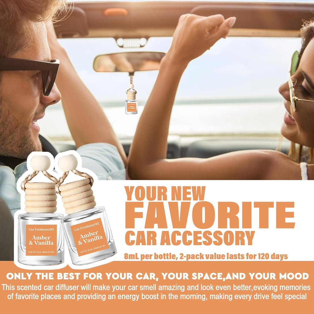 HoogaLife Car Air Freshener Diffuser 2 Pack Hanging Air Freshener Diffuser - Vanilla Cream Fragrance Oil Air D iffuser for Car, 45+ days Long Lasting Fragrance Made in USA C ar Air Fresheners