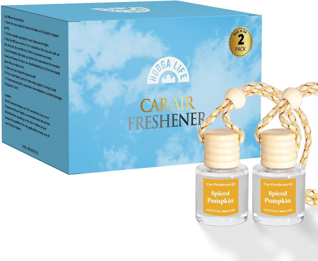 HoogaLife Car Air Freshener Diffuser 2 Pack Hanging Air Freshener Diffuser - Vanilla Cream Fragrance Oil Air D iffuser for Car, 45+ days Long Lasting Fragrance Made in USA C ar Air Fresheners
