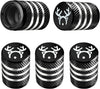 Tire Valve Stem Cap Cover - (5 Pack) Tire Air Cap Metal with Plastic Liner Corrosion Resistant Leak-Proof American Flag for Car Truck Motorcycle Bike Black