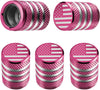 Tire Valve Stem Cap Cover - (5 Pack) Tire Air Cap Metal with Plastic Liner Corrosion Resistant Leak-Proof American Flag for Car Truck Motorcycle Bike Black
