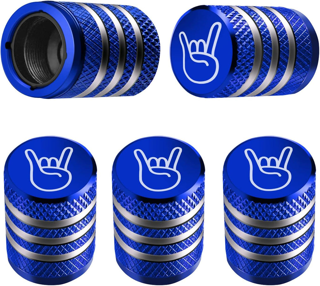 Tire Valve Stem Cap Cover - (5 Pack) Tire Air Cap Metal with Plastic Liner Corrosion Resistant Leak-Proof American Flag for Car Truck Motorcycle Bike Black