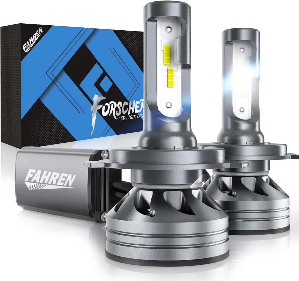 FAHREN H1 Fog Bulbs, 28000LM Brightness 1:1 Mini Size No Adapter Needed Plug & Play, 6500k White with 16 CSP Chips, Canbus Ready Non-Polarity H1 Light Bulb with Turbo Fan, IP68 Waterproof Pack of 2