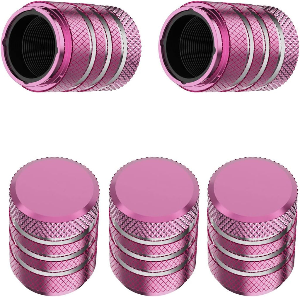 Tire Valve Stem Cap Cover - (5 Pack) Tire Air Cap Metal with Plastic Liner Corrosion Resistant Leak-Proof American Flag for Car Truck Motorcycle Bike Black