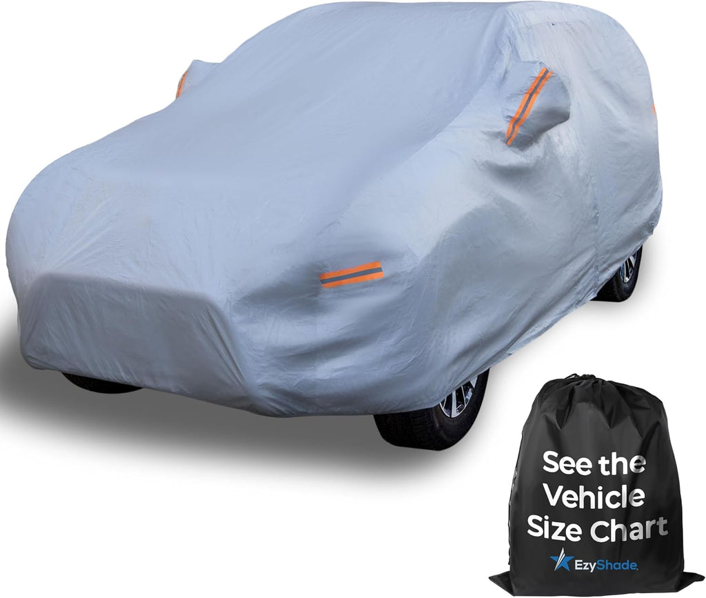 EzyShade 10-Layer Car Cover Waterproof All Weather - See Vehicle Size-Chart - Car Covers for Automobiles & Car Snow Cover - Full Exterior Covers - Winter Rain Sun SUV Sedan. Size A4 (See SizeChart)
