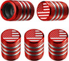 Tire Valve Stem Cap Cover - (5 Pack) Tire Air Cap Metal with Plastic Liner Corrosion Resistant Leak-Proof American Flag for Car Truck Motorcycle Bike Black