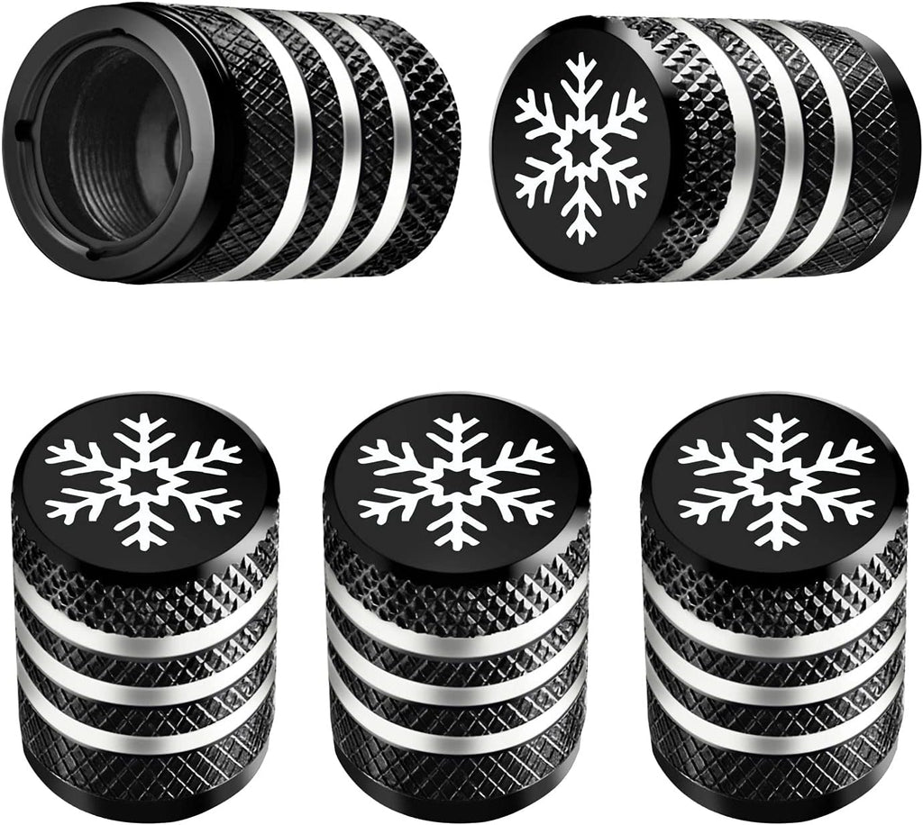 Tire Valve Stem Cap Cover - (5 Pack) Tire Air Cap Metal with Plastic Liner Corrosion Resistant Leak-Proof American Flag for Car Truck Motorcycle Bike Black