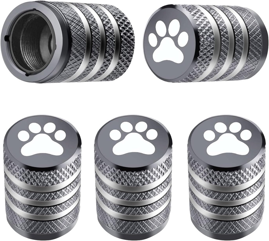 Tire Valve Stem Cap Cover - (5 Pack) Tire Air Cap Metal with Plastic Liner Corrosion Resistant Leak-Proof American Flag for Car Truck Motorcycle Bike Black