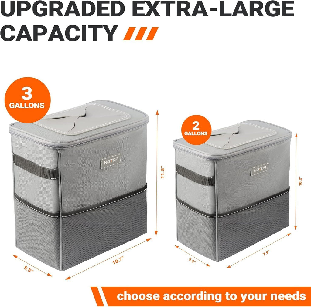 HOTOR Car Trash Can with Lid and Storage Pockets - 100% Leak-Proof Organizer, Waterproof Garbage Can, Multipurpose Trash Bin for Car, 2 Gallons, Black