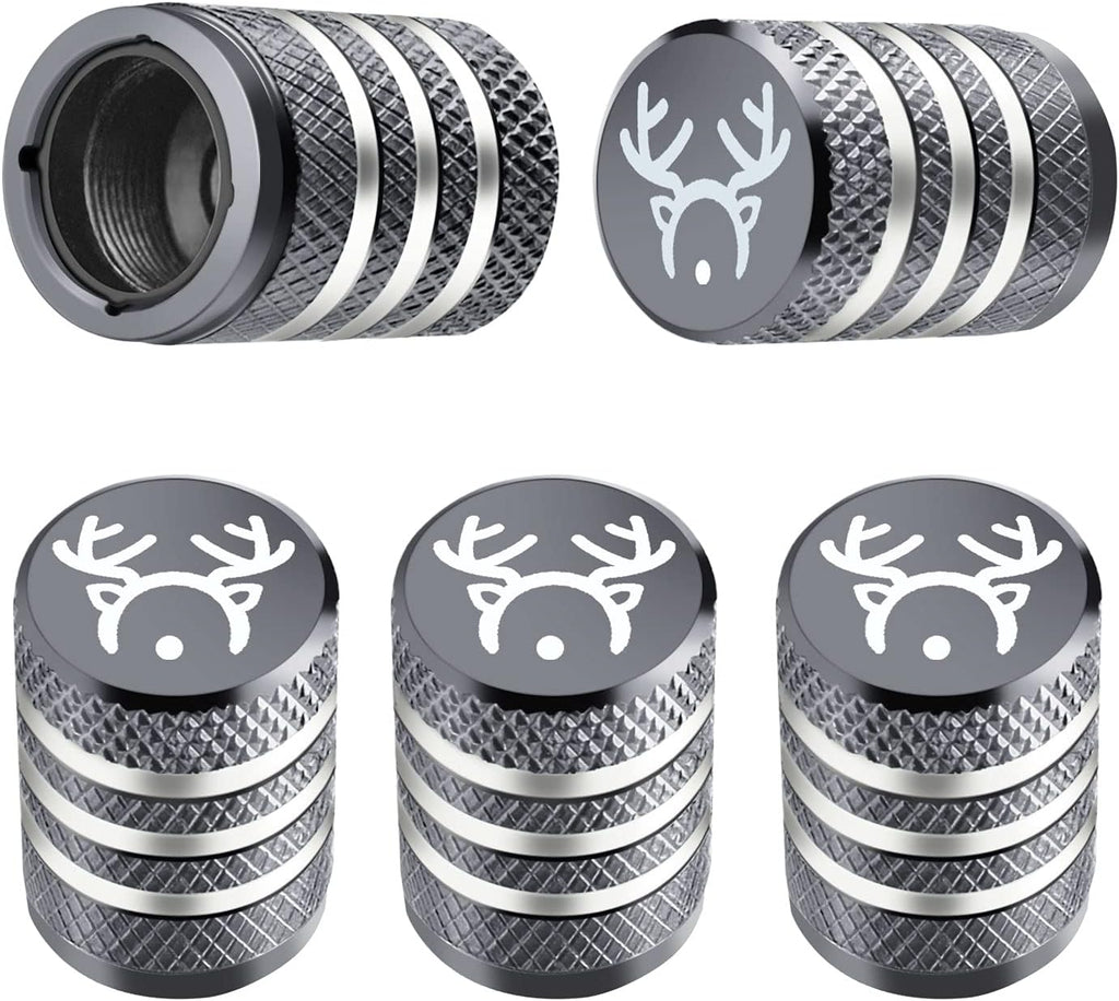 Tire Valve Stem Cap Cover - (5 Pack) Tire Air Cap Metal with Plastic Liner Corrosion Resistant Leak-Proof American Flag for Car Truck Motorcycle Bike Black