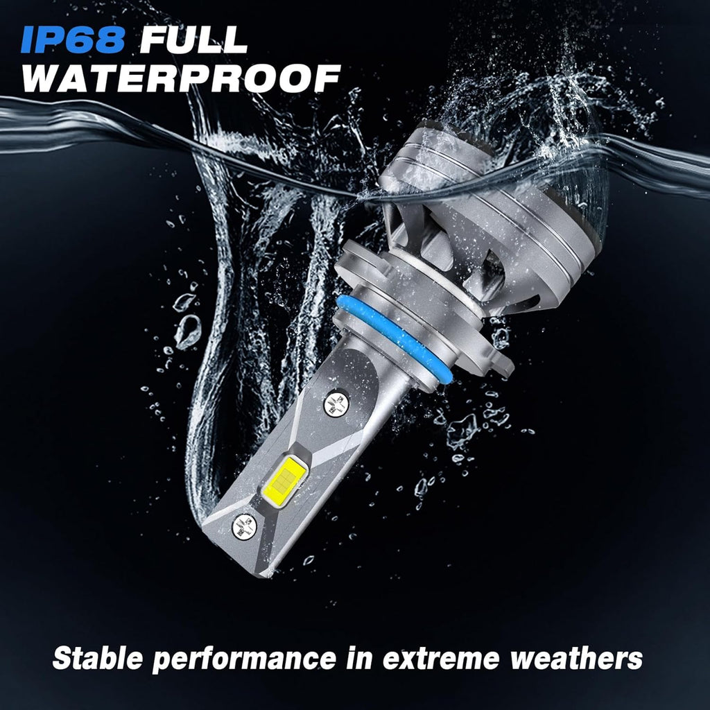 FAHREN H1 Fog Bulbs, 28000LM Brightness 1:1 Mini Size No Adapter Needed Plug & Play, 6500k White with 16 CSP Chips, Canbus Ready Non-Polarity H1 Light Bulb with Turbo Fan, IP68 Waterproof Pack of 2