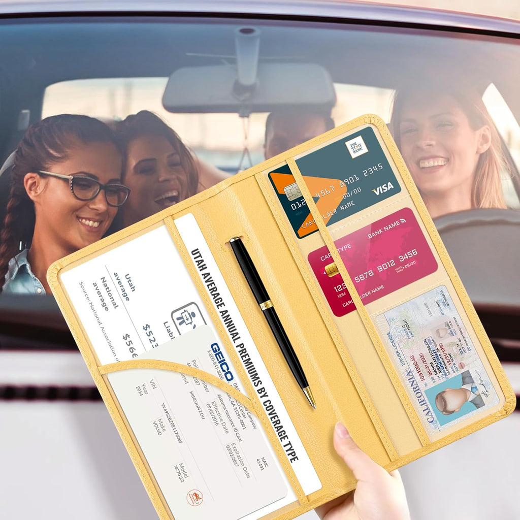 CoBak Car Registration and Insurance Holder - Vehicle Glove Box Car Organizer, Auto Truck Comparment Accessories Case for Essential Document, Driver License, Cards