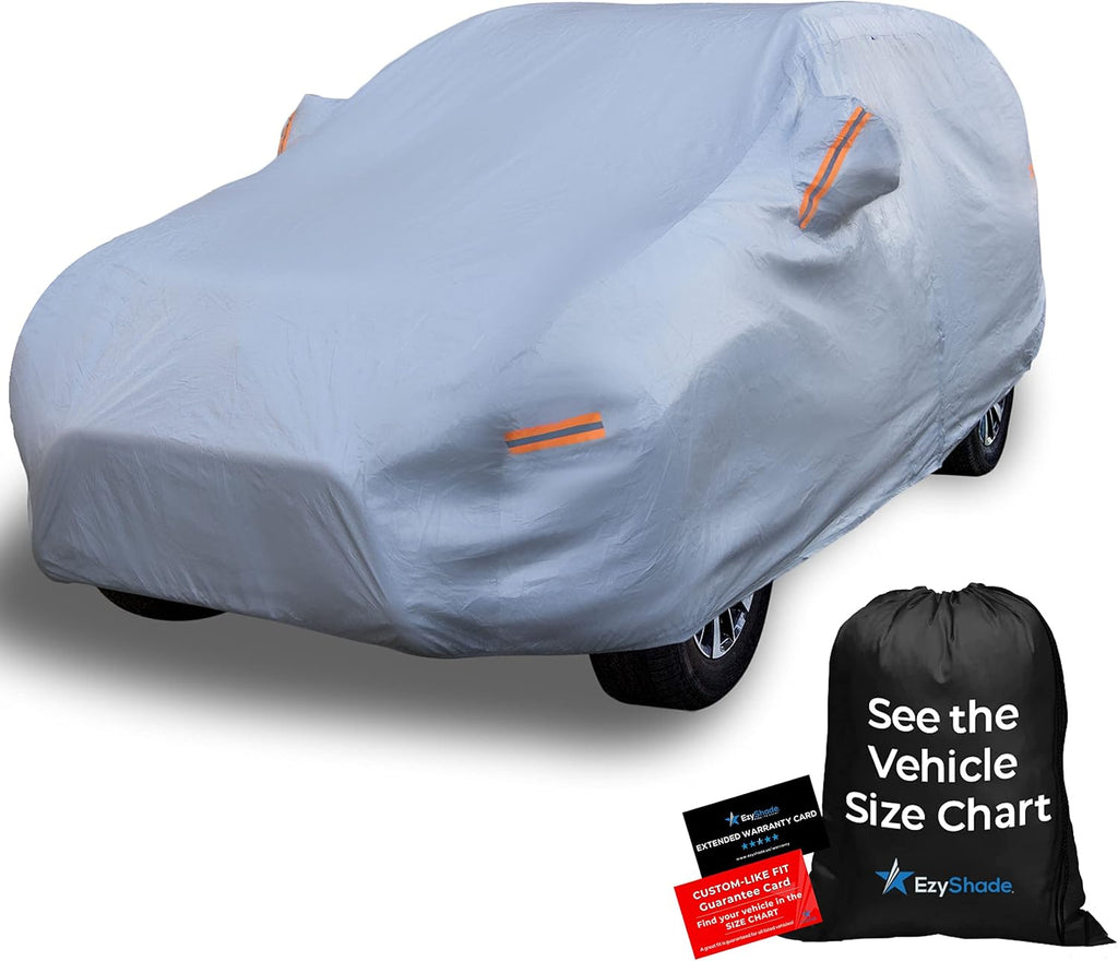EzyShade 10-Layer Car Cover Waterproof All Weather - See Vehicle Size-Chart - Car Covers for Automobiles & Car Snow Cover - Full Exterior Covers - Winter Rain Sun SUV Sedan. Size A4 (See SizeChart)