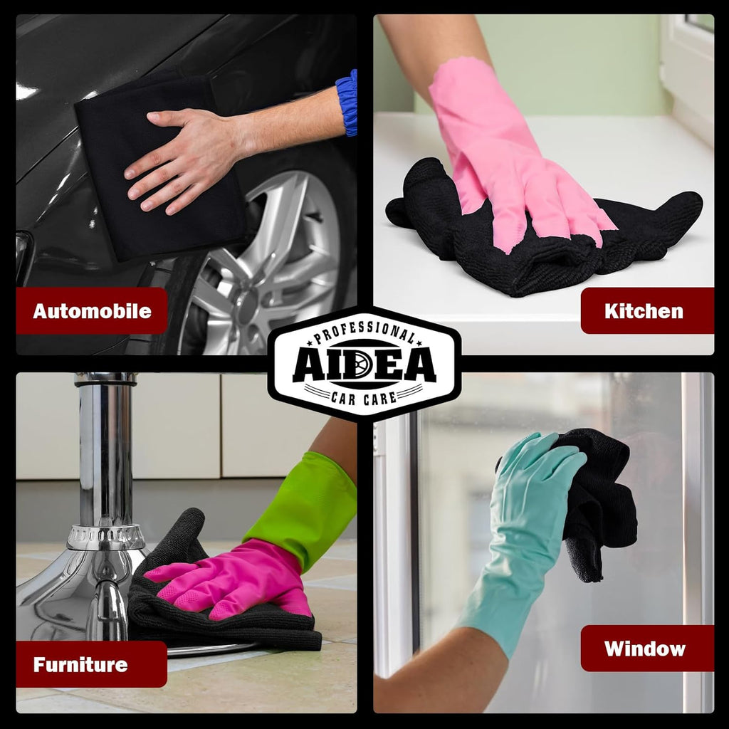 AIDEA Microfiber Cleaning Cloth, 50PK, Microfiber Towels for Cars, Premium All Purpose Car Cloths, Dusting Cloth Cleaning Rags, Absorbent Towels for SUVs, House, Kitchen, Window, 12"×12"