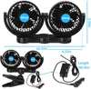 Car Fan Adjustable Dual Head 12V 360° Rotatable 4 Inches Car Clip Fan for Front/Rear Seat Passenger Car Essentials Cooler with Stepless Speed Regulation for Vehicle SUV, RV