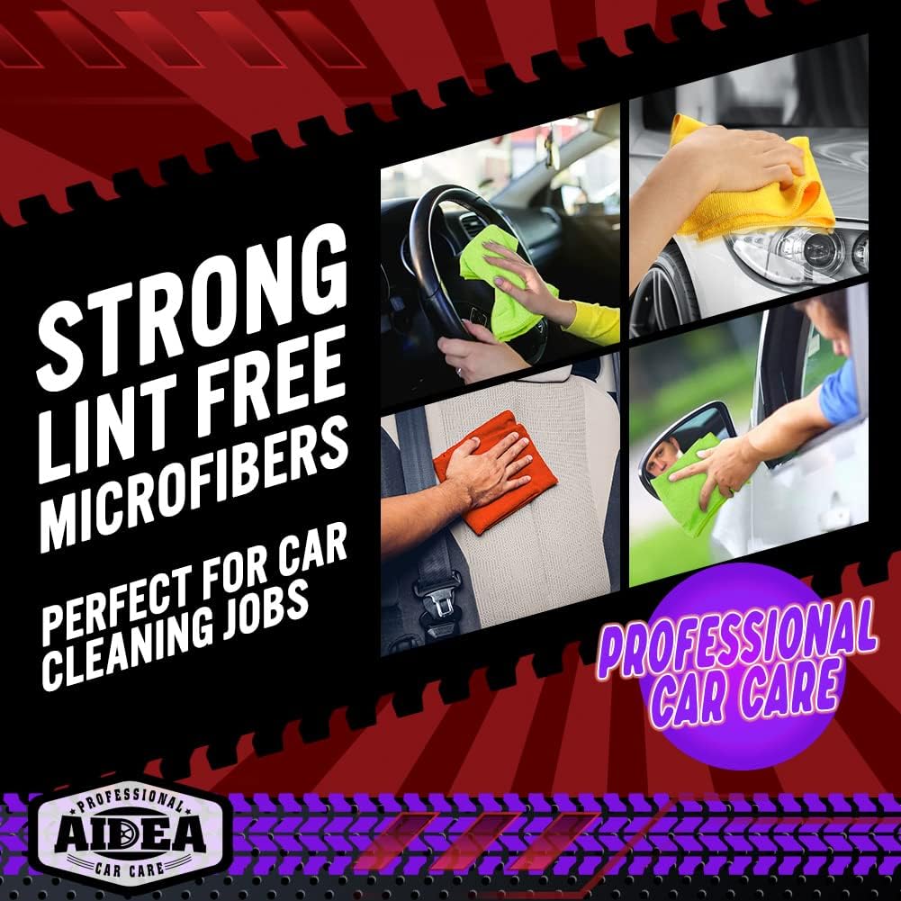 AIDEA Microfiber Cleaning Cloth, 50PK, Microfiber Towels for Cars, Premium All Purpose Car Cloths, Dusting Cloth Cleaning Rags, Absorbent Towels for SUVs, House, Kitchen, Window, 12"×12"