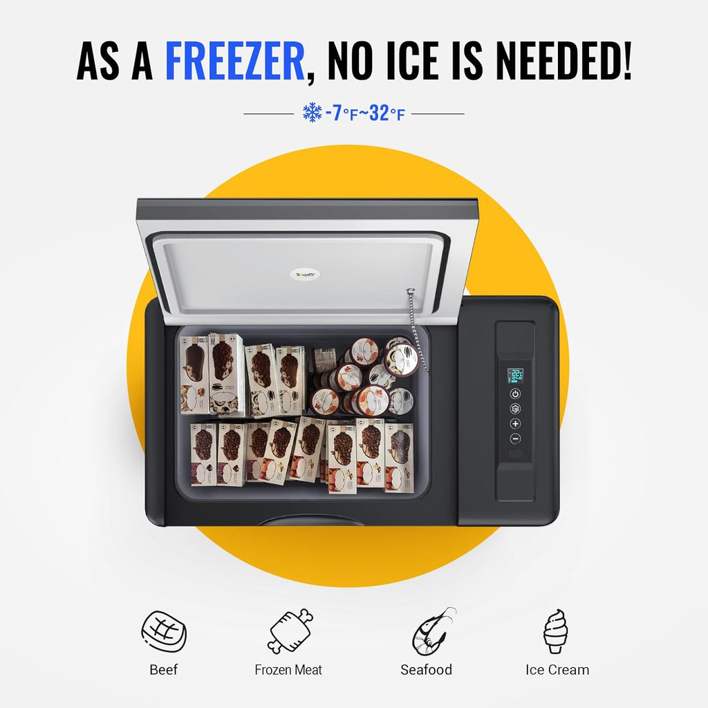 BougeRV 12 Volt Refrigerator 12V Car Fridge 23 Quart Portable Freezer Compressor Cooler 12/24V DC 110~240 Volt AC for Truck Van RV Camper SUV Travel Camping Road Trips Tailgating -8℉~50℉