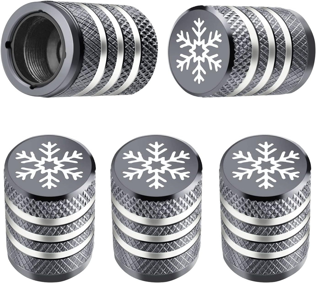 Tire Valve Stem Cap Cover - (5 Pack) Tire Air Cap Metal with Plastic Liner Corrosion Resistant Leak-Proof American Flag for Car Truck Motorcycle Bike Black