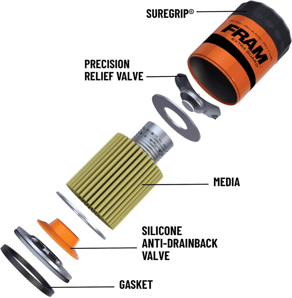 FRAM Extra Guard PH4967 10K Mile Change Automotive Replacement Interval Spin-On Engine Oil Filter for Select Vehicle Model Years, Vehicle Engine Protection Oil Filter for Everyday Drivers