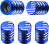 Tire Valve Stem Cap Cover - (5 Pack) Tire Air Cap Metal with Plastic Liner Corrosion Resistant Leak-Proof American Flag for Car Truck Motorcycle Bike Black