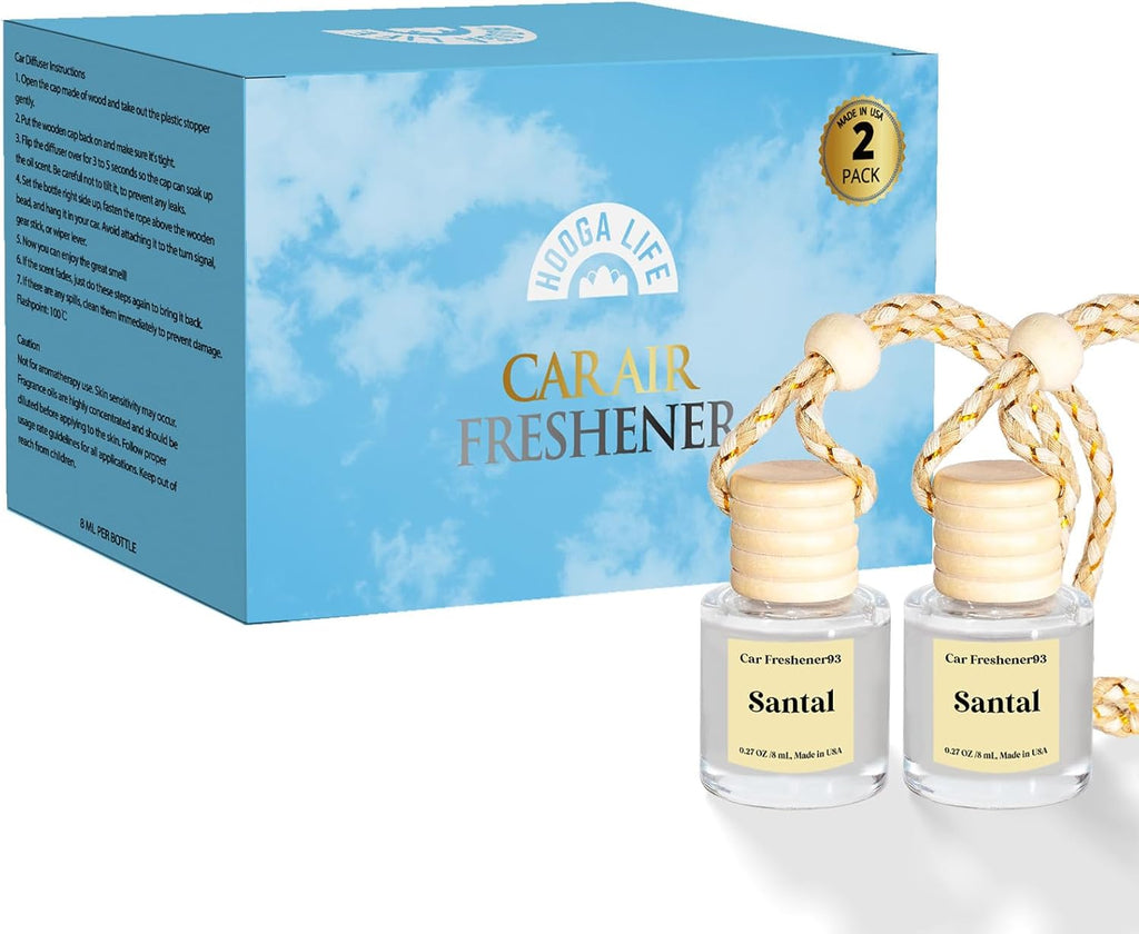 HoogaLife Car Air Freshener Diffuser 2 Pack Hanging Air Freshener Diffuser - Vanilla Cream Fragrance Oil Air D iffuser for Car, 45+ days Long Lasting Fragrance Made in USA C ar Air Fresheners