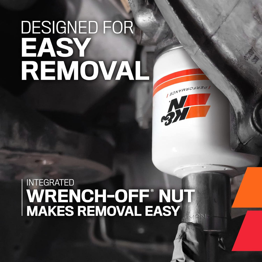 K&N Premium Oil Filter: 20,000 Mile Engine Protection with Wrench Off Nut: Compatible with Select 1990-2023 INFINITI/MAZDA/NISSAN/SUBARU Vehicle Models (See Description for Select Models), HP-1008