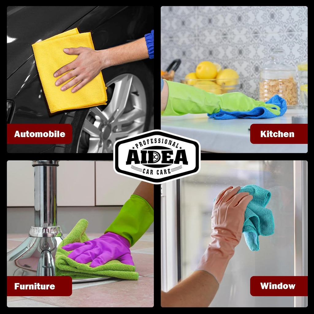 AIDEA Microfiber Cleaning Cloth, 50PK, Microfiber Towels for Cars, Premium All Purpose Car Cloths, Dusting Cloth Cleaning Rags, Absorbent Towels for SUVs, House, Kitchen, Window, 12"×12"